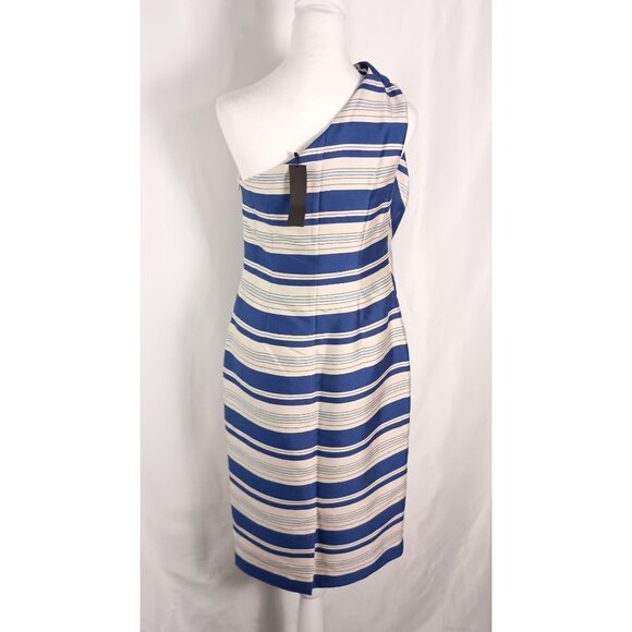 Banana Republic One Shoulder Cascade Bow Striped Dress Size 2 NWT $148 - Picture 6 of 9